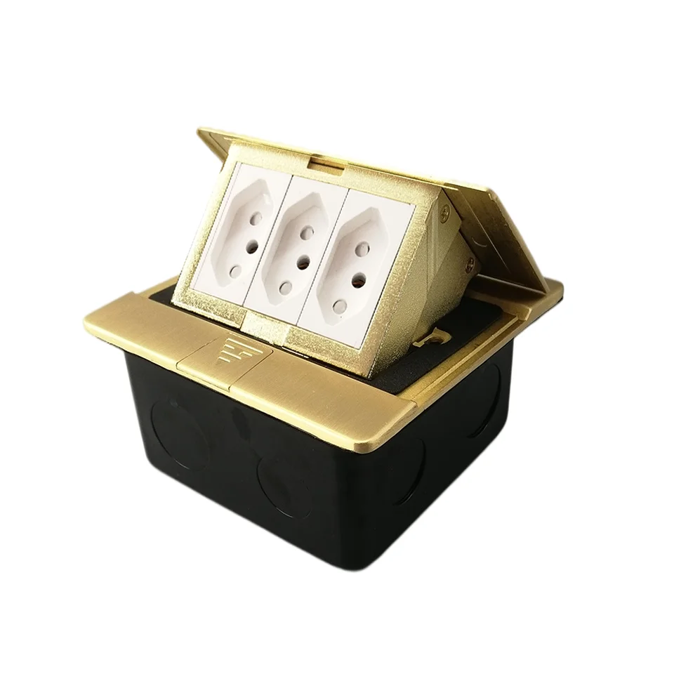 Выдвижная напольная розетка IP44 модель Бразилия/Германия тип CC10 выход из