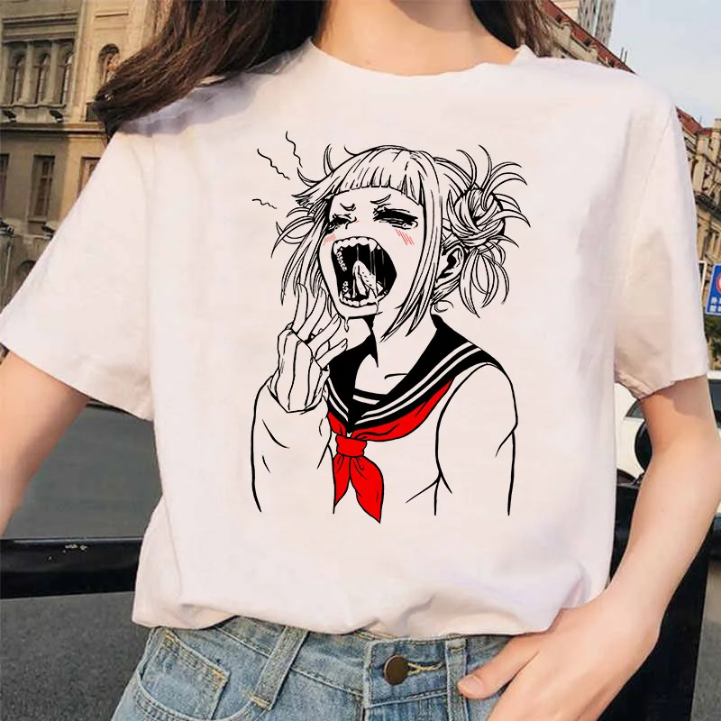Японский аниме Ahegao футболка Женская Harajuku Boku No Hero Academy футболка Senpai смешная футболка Himiko Toga футболки женские