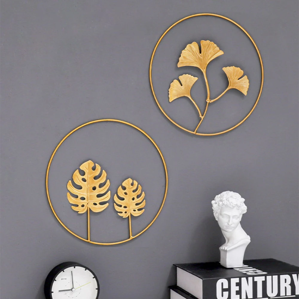 

Wall Metal Art Ginkgo Leaf/Turtle Leaf Shape Wall Hanging Figurine Iron Wall Sculptures Home Office Decoration Accessories Gift