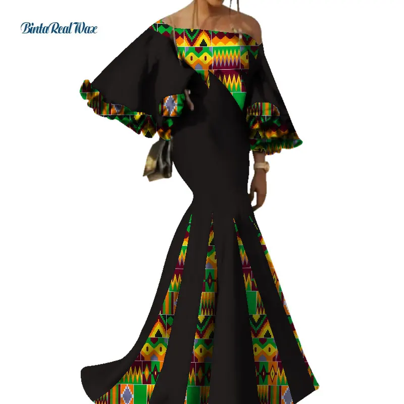 Женское платье с цветочным принтом Bazin длинное в африканском стиле длинным