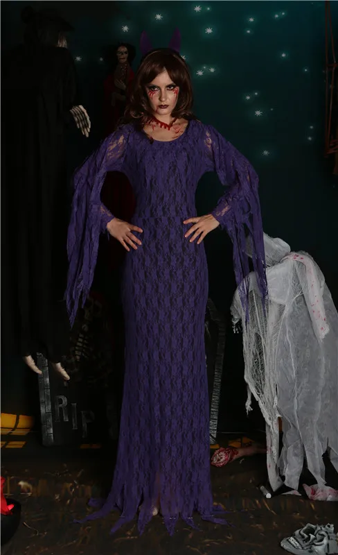 Костюм на Хэллоуин для женщин Дьявол Королева фиолетовый сексуальная ведьма