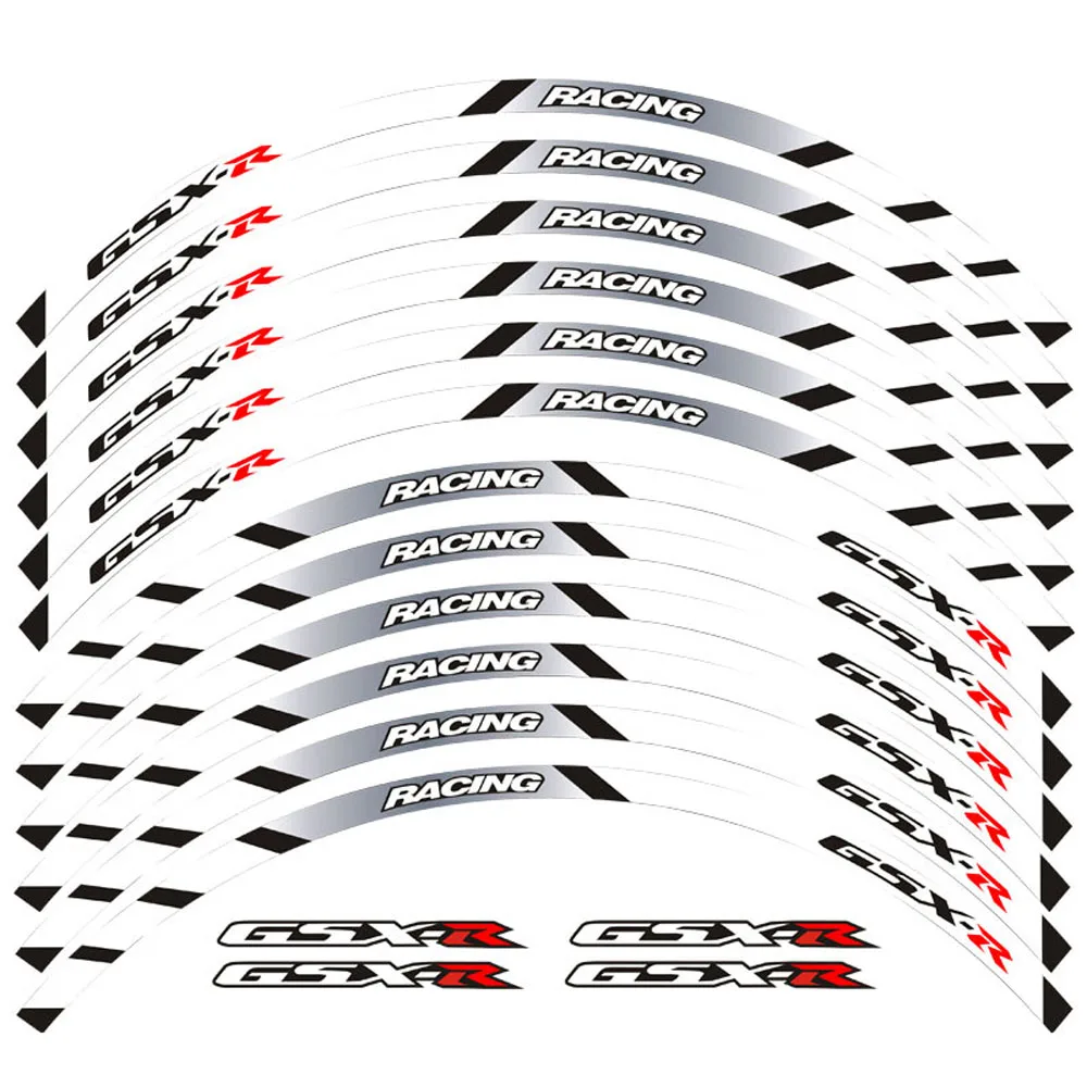

Front + Rear Wheel Rim Outer Reflective Waterproof Stickers Decals Stripes For Suzuki GSXR 600 750 1000 1100