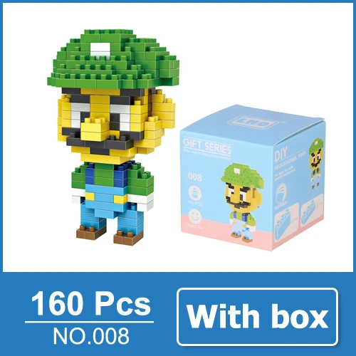 Luigi with box LOZ Mario Bros игрушечная фигурка модель Луиджи, Марио, Йоши строительные блоки японская игра аниматор игрушка для детей 9+ Подарочные игрушки - Цвет: Luigi with box
