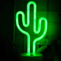 led cactus shaped neon signs light with holder base table decoration night lamp for kids room party gifts art dorm decor sign