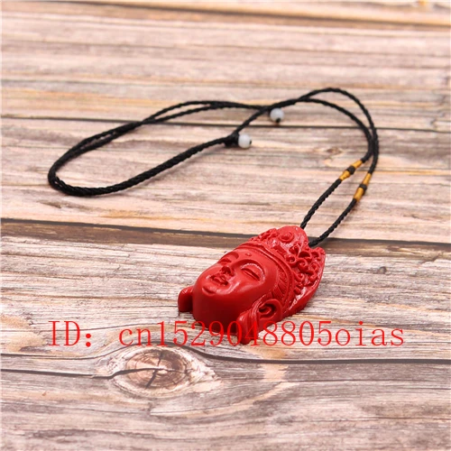 Гуаньинь голова Кулон ожерелье китайский натуральный красный Органическая