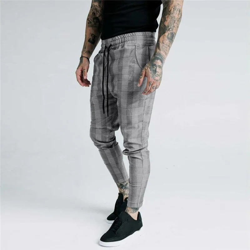JAYCOSIN мужские спортивные штаны повседневные в клетку с принтом для бодибилдинга
