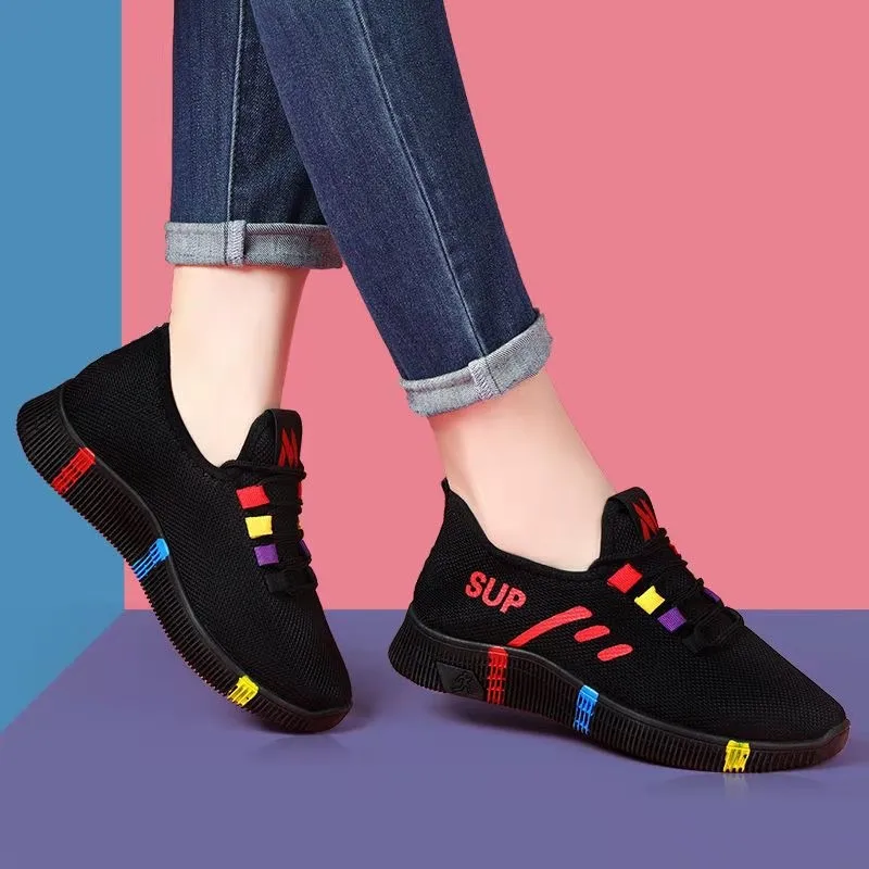 

Весенние тканевые кроссовки, повседневная обувь, удобная женская обувь на плоской подошве, одна обувь на мягкой подошве, модная Толстая обу...