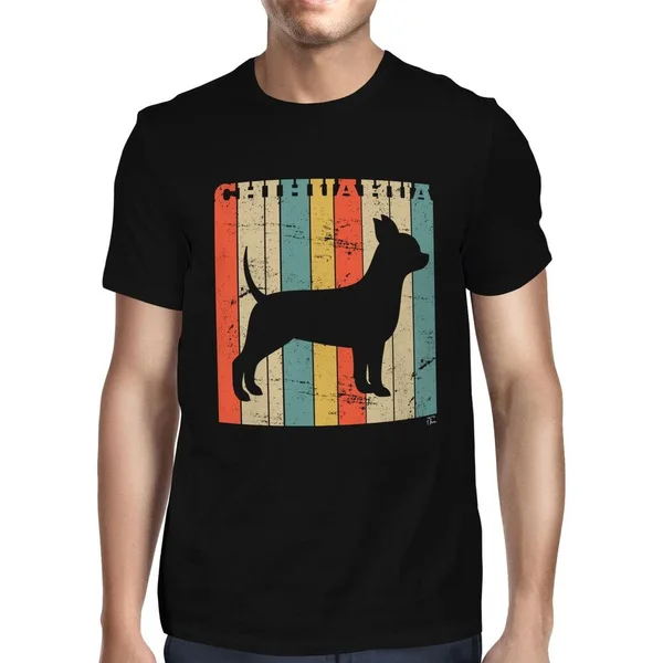 

1Tee Мужская Чихуахуа собаки породы-цветная футболка в стиле ретро