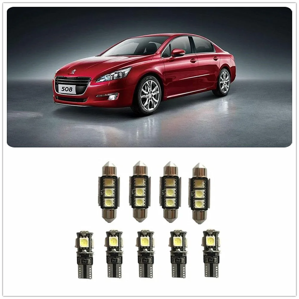 9 шт. Белый светодиодный интерьер посылка комплект для Peugeot 405 406 407 505 508 607 Grand Raid 1990
