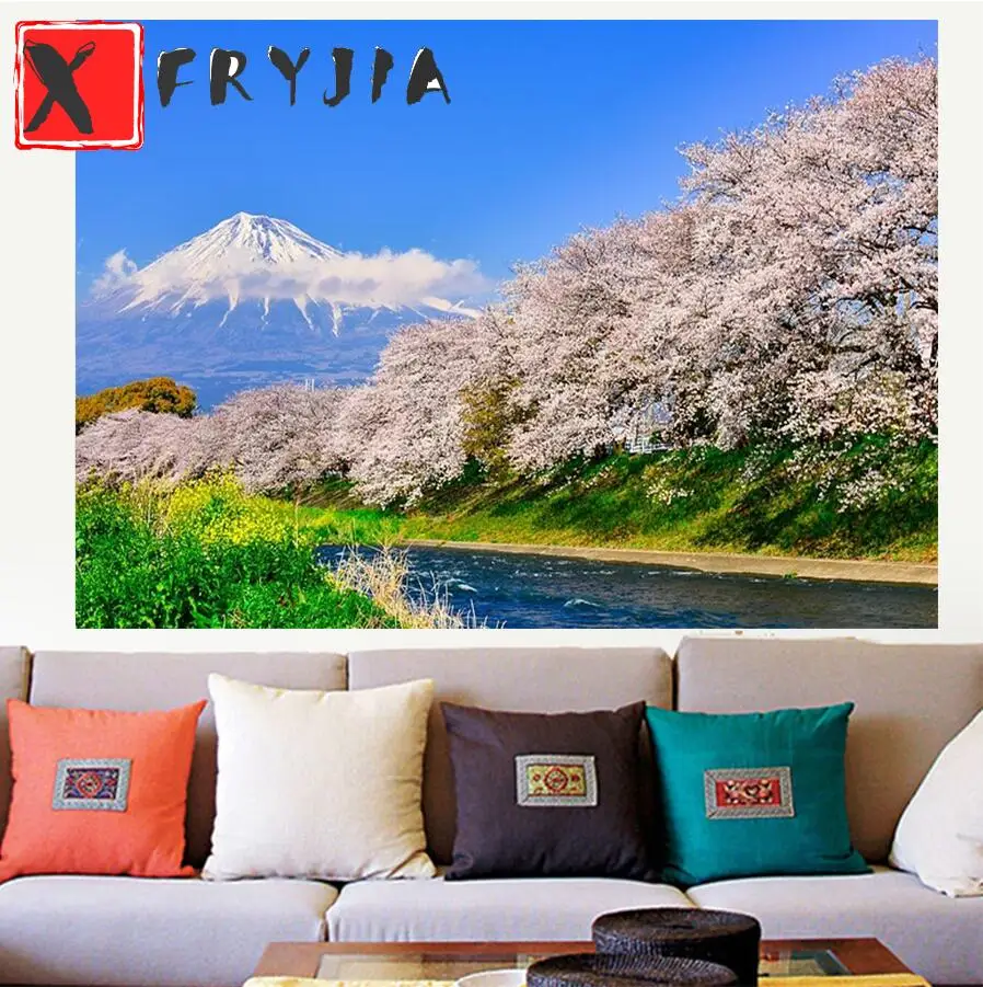 

Картина из квадратных страз, природный пейзаж, весенние картины для вышивка круглые алмазы, мозаичная картина, настенные наклейки, Декор