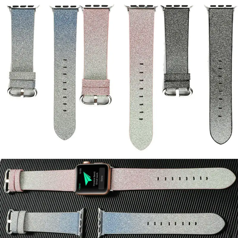 Ремешок градиентный Звездный для Apple Watch Band браслет с блестками IWatch Series 5 4 3 2 1 44 мм