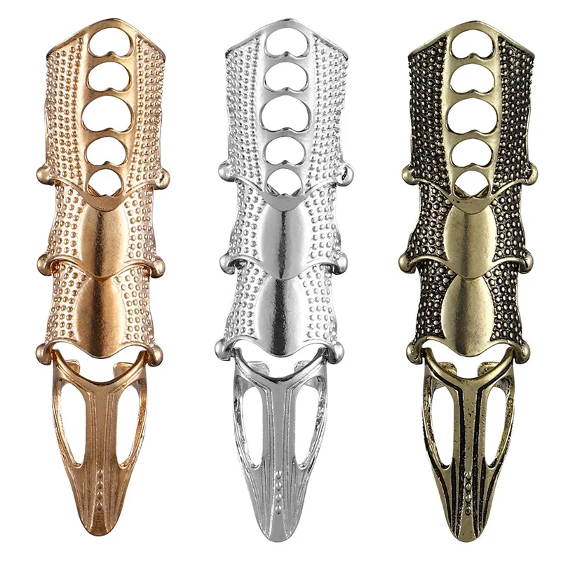 

Fashion Cool Men Boys Punk Gothic Rock Scroll Joint Armor Knuckle Metal Full Finger Claw Rings Gold Cospaly DIY Rings Jewelry