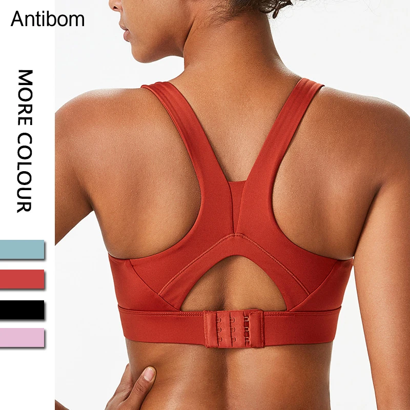 Antibom Women's Bra Without Bones Shockproof Padded Sport Top Push Up Fitness Yoga Underwear Adjustable Elastic Run Athleticwear