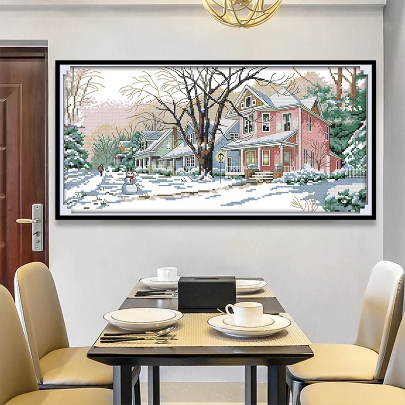 Наборы для вышивки крестиком наборы тканей с принтом удобные узоры зимней улицы