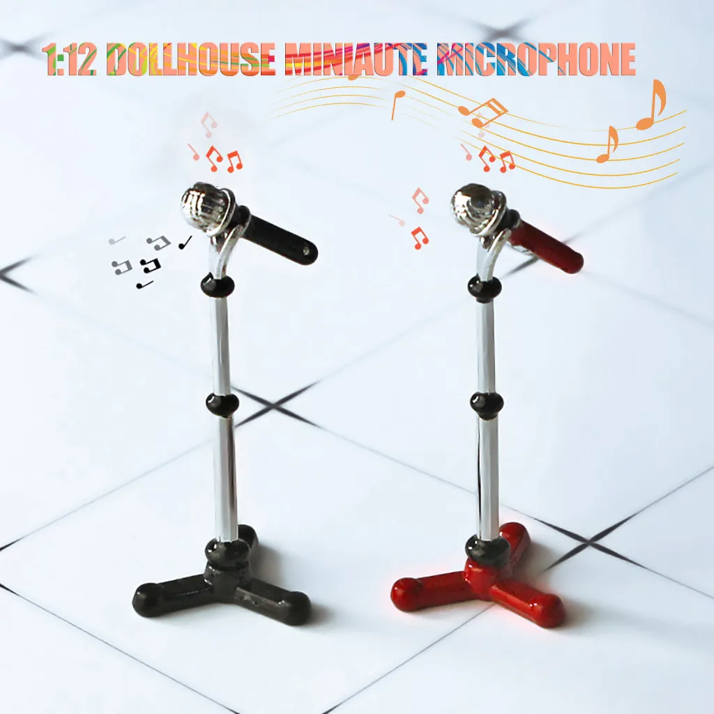 Миниатюрный музыкальный инструмент для кукольного домика 1/12 микрофон из сплава