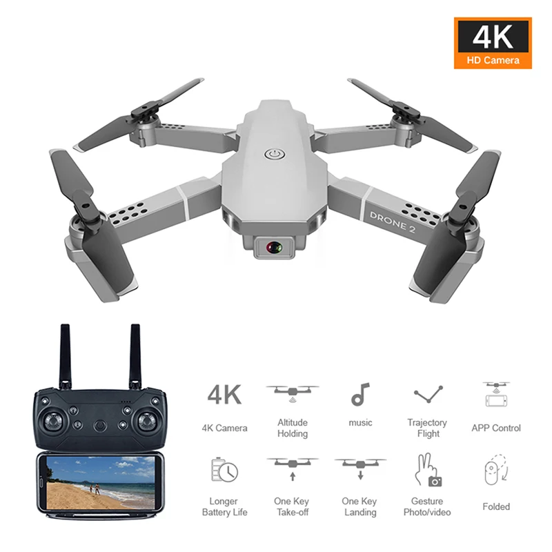 LSRC Новый Радиоуправляемый Дрон E68 Pro GPS с 4K / 1080P Wi Fi FPV HD широкоугольной камерой