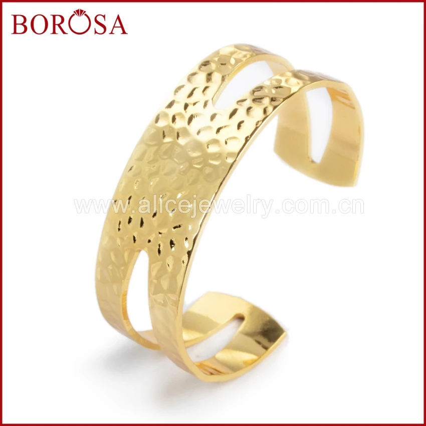 BOROSA 10 шт. золотой цвет полые латунные пустые зерна шаблон манжеты браслет
