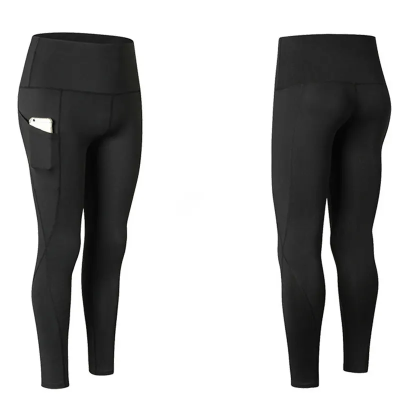 Леггинсы для тренировок с карманами женские длинные штаны пуш-ап леггинсы