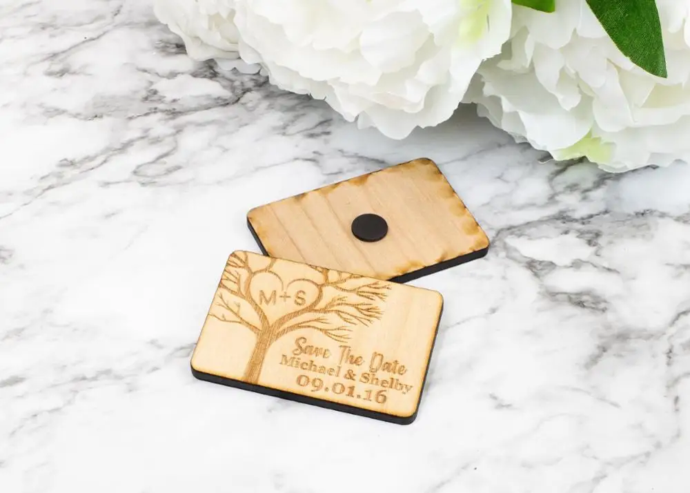 Сохранить магниты даты персонализированное дерево деревянные оленьи рога