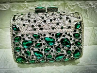 chaliwini luxury emerald rhinestone clutch bag for female wedding bridal purse party bags gold silver ladies chain evening bags