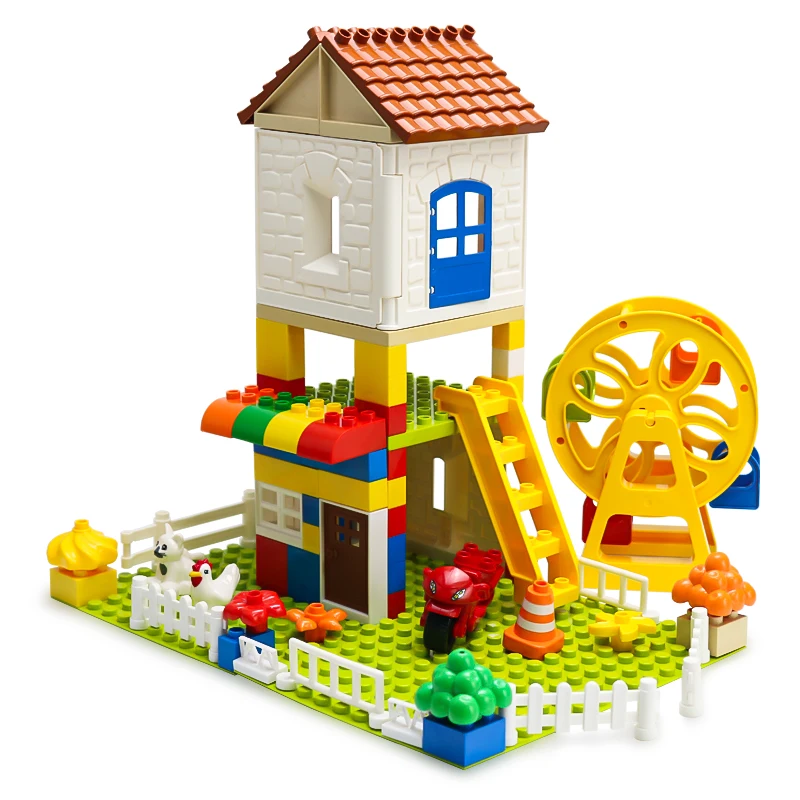 

Big Building Blocks Diy House Ferris wheel sofa Figure Girl Roof Base Accessories Set Bricks Educational Toys Children Kid Gifts