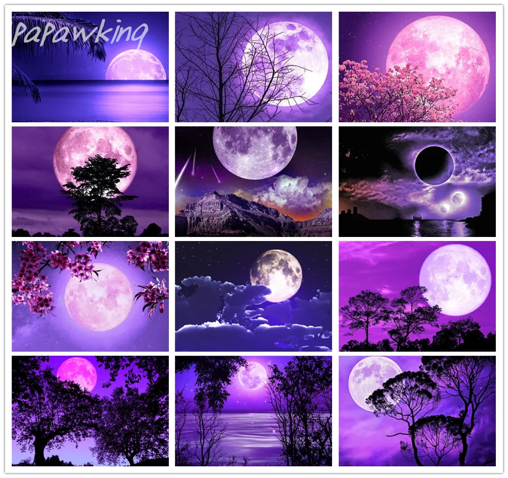 

Diy Night Moon Scenery Diamond Painting Full Diamond Cross Stitch Kit Art Rhinestone Embroidery Home Decoration Pictures