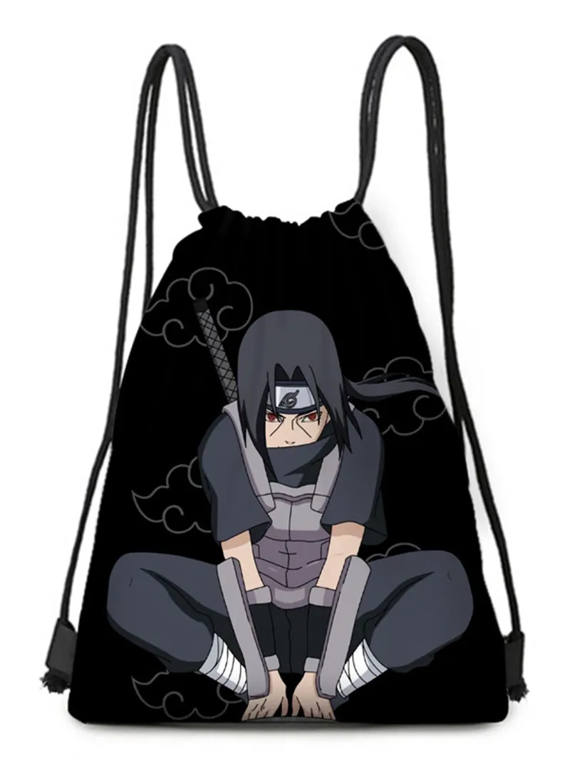 

Anime Bag Naruto Drawstring Pocket Bag Cartoon Itachi Sasuke Kakashi 3D Print Bag Girl Boy Children Gifts Kids Toys