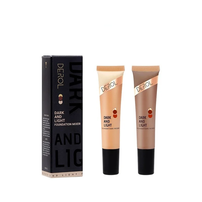 

2 Colors Dark And Light Face Foundation Liquid Concealer Highlighter Contouring Oil Control BB CC Cream Beauty Cosmetics Make Up