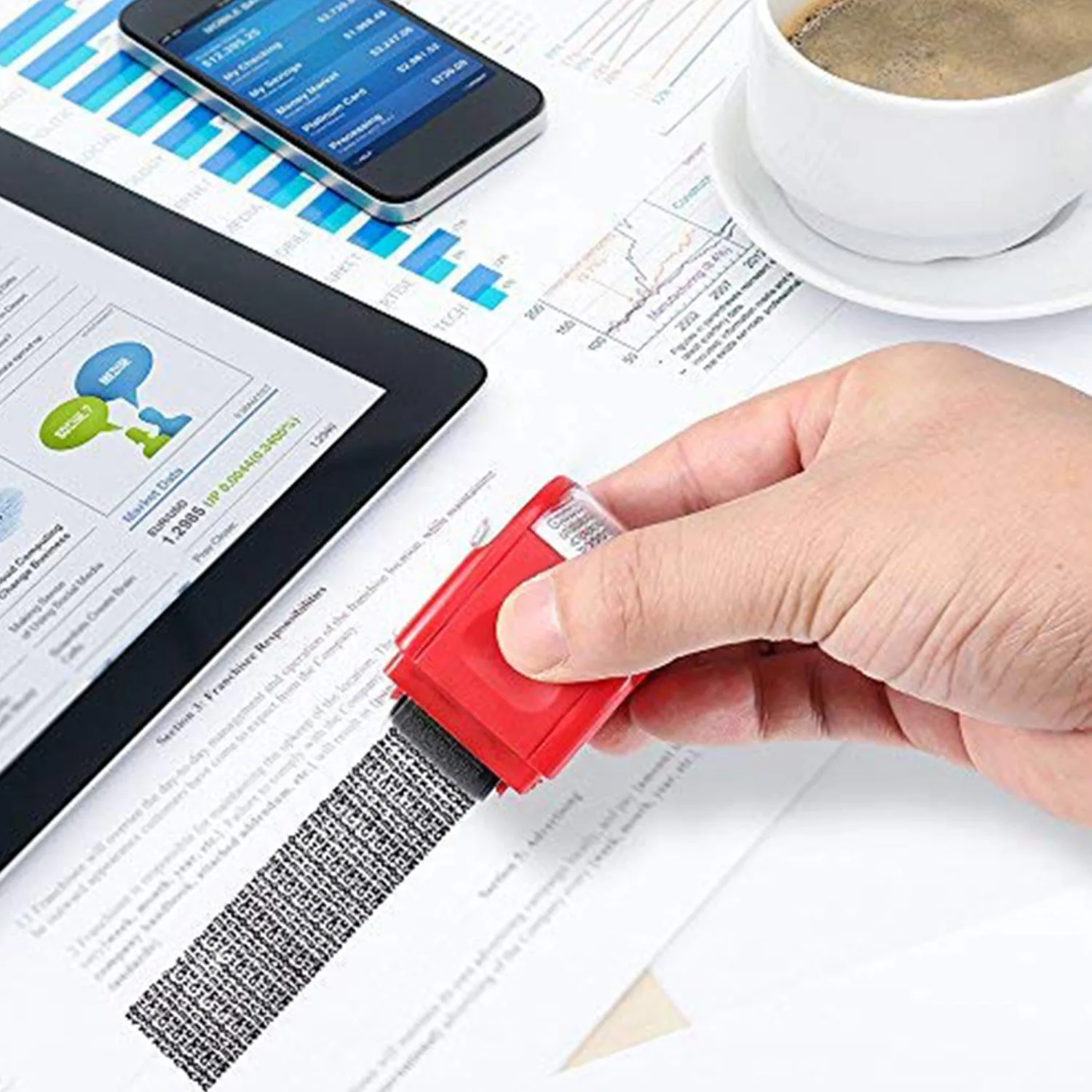 Refillable Wide Identity Protection Theft Security Stamp Roller Self Covering with 3 Ink Refills for Envelopes Package Pro | Канцтовары