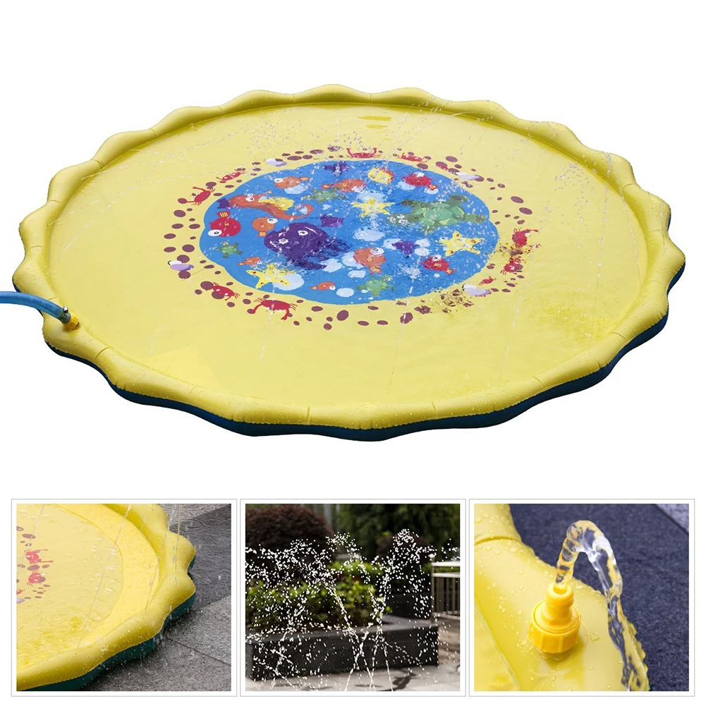 

67inch Round Cartoon Ocean Animal Outdoor Inflatable Water Spraying Pad Mat for Tub Swiming Pool water spray come from moist toy