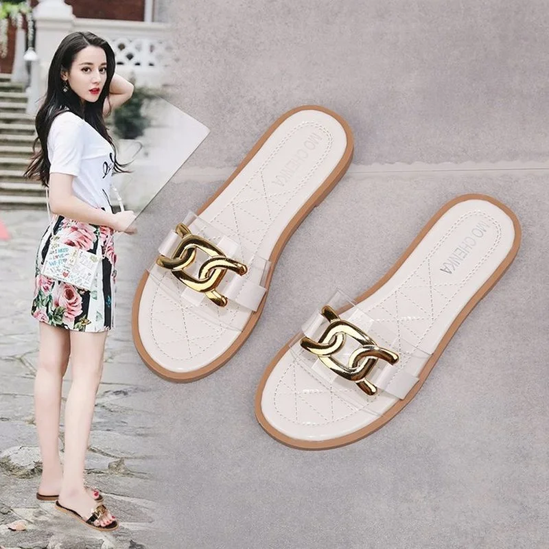 

Summer slippers women outer wear fashion all-match 2021 new women's beach shoes ins tide net red flat sandals and slippers women