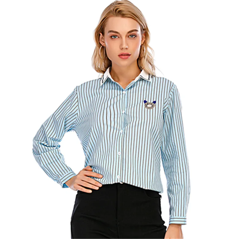 

Shirt College Girl Sweet Embroidery Ladies Lapel Casual Party Women's Student Wear Single-Breasted Preppy Style Blouse Shirts