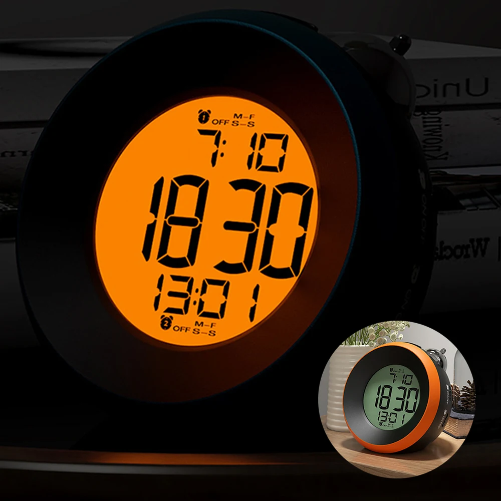 

LED Digital Smart Alarm Clock Double alarm Table Electronic Desktop Clocks AA Battery Powered Snooze with Calendar