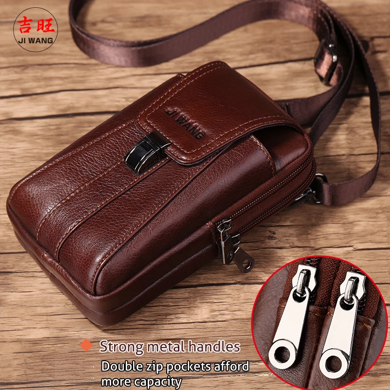 Мужская поясная сумка из натуральной кожи с ремнем 2021 |