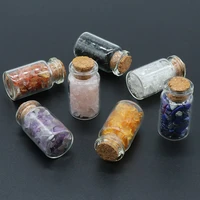 1pc natural crystal glass wishing bottle natural chip stones healing home decor lucky drifting bottle ornaments birthday gifts
