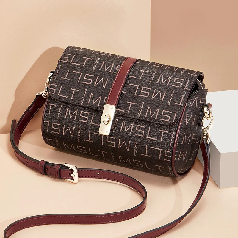 

Genuine Leather Handbags 2021 New Fashion Printing Retro All-match Shoulder Diagonal Small Square Bag Purses Luxury Designer Bag