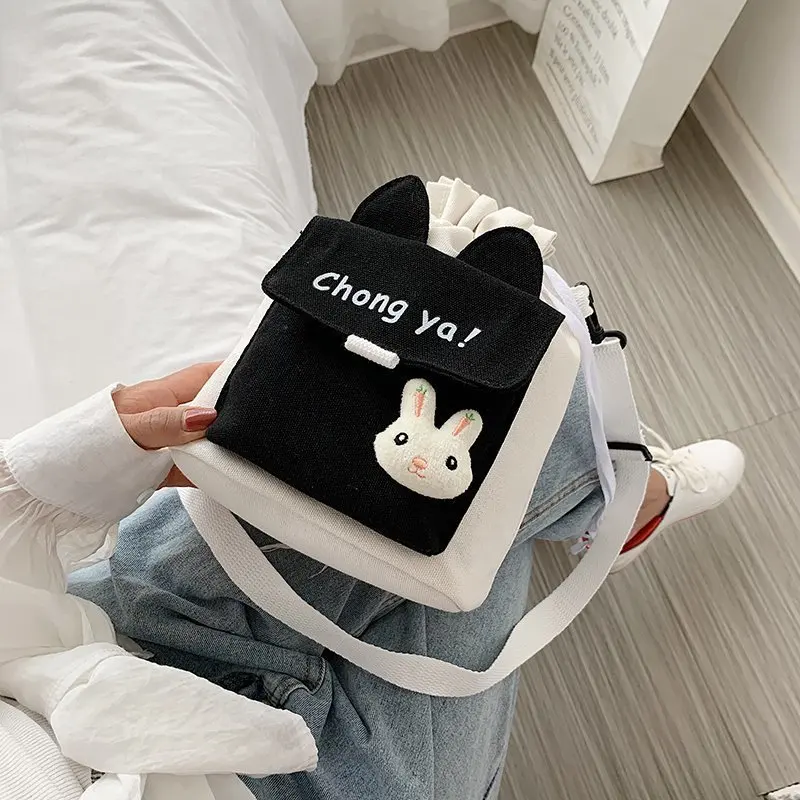 

2021 Cute Small Bag Soft Sister Girl Heart Soft Cute Student Rabbit Shoulder Bag Japanese Harajuku Messenger Bag Kids Gift