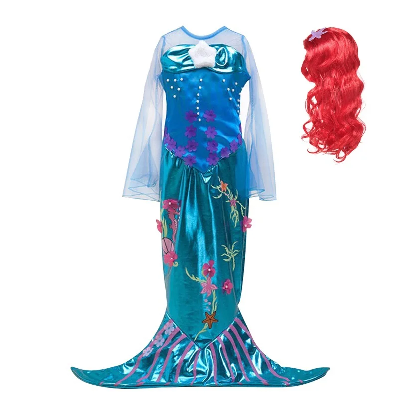 Летние платья MUABABY для девочек с маленькой русалочкой костюм принцессы