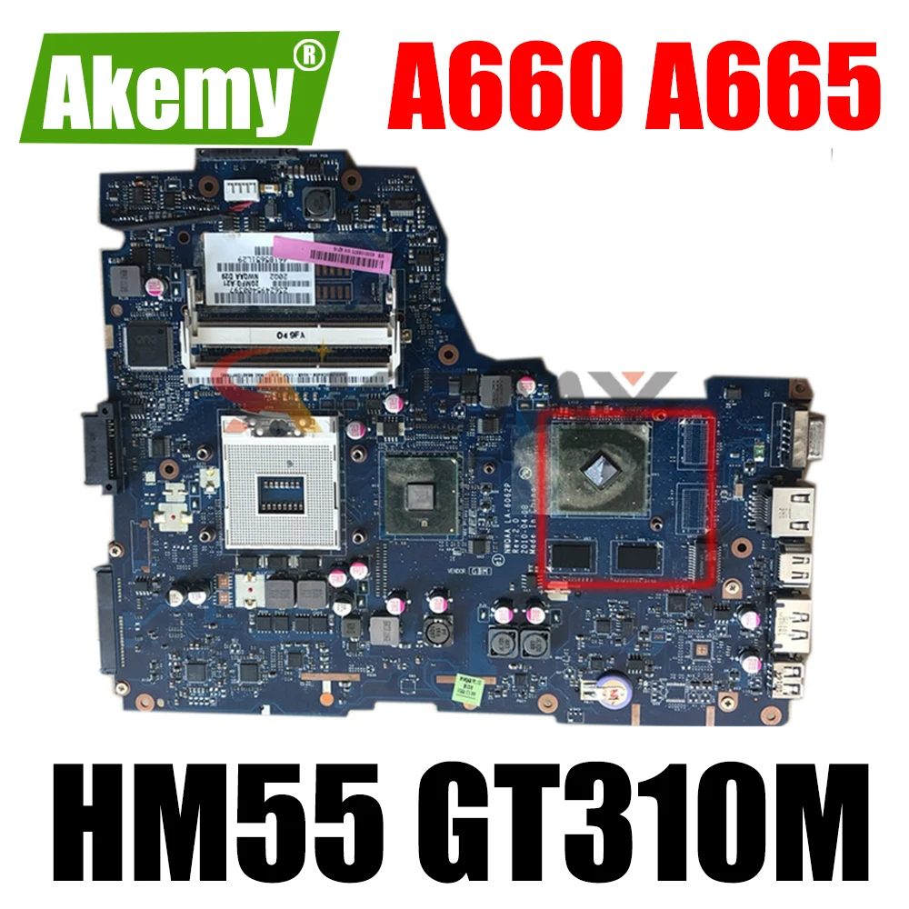 

Материнская плата AKEMY для ноутбука Toshiba Satellite A660 A665 NWQAA LA-6062P K000109850 HM55 GT310M Graphics DDR3, работает с материнской платой