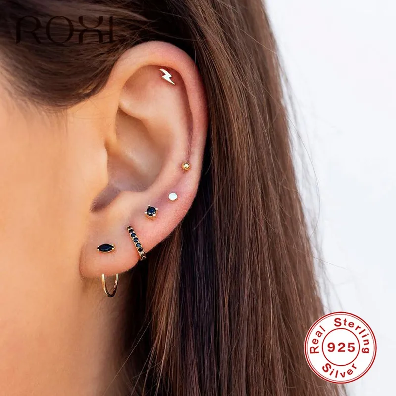 Женские серьги гвоздики из серебра 100% пробы с геометрическим