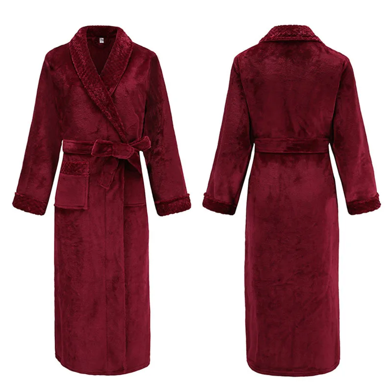 

Winter Flannel Kimono Gown Sleepwear Casual female Bathrobe Gown Robe Soft Nightdress Keep Warm Coral Fleece Nightwear Homewear