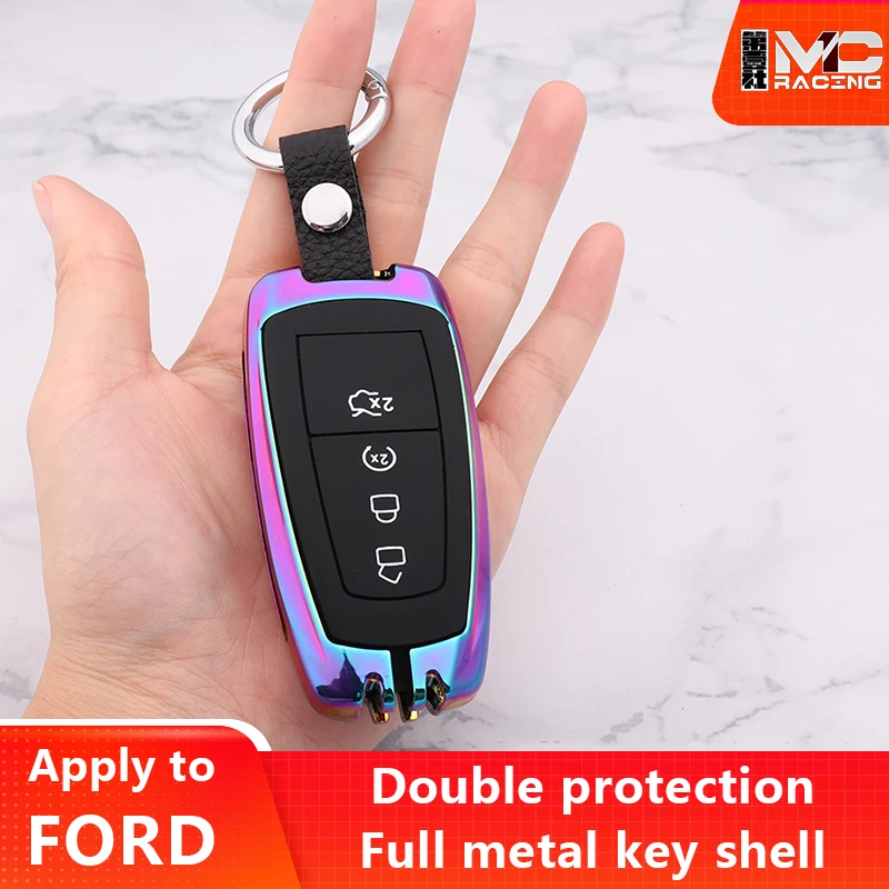 

Metal Key Shell Silicone Lining Suitable for 2017 2018 2019 Ford Fusion Edge Mustang F150 F250 F350 F450 F550 Mondeo Fox Explor