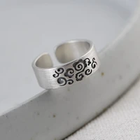 s925 silver retro thai silver matte silver ring wholesale xiangyun grain fettuccine ring