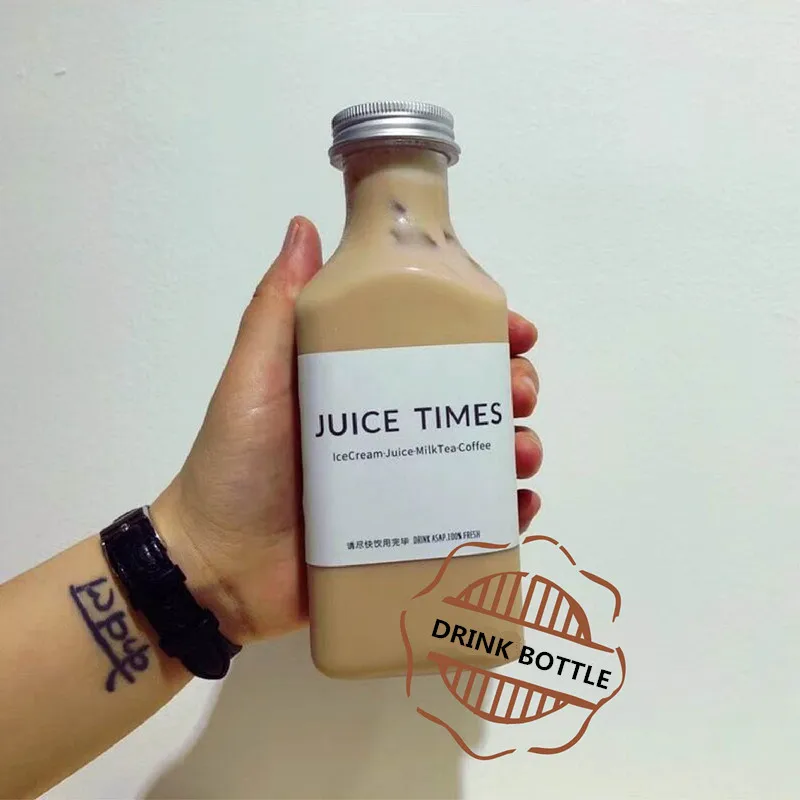 Прозрачная пластиковая бутылка для молока 340 мл 400 с квадратным дном йогурта 10 шт.