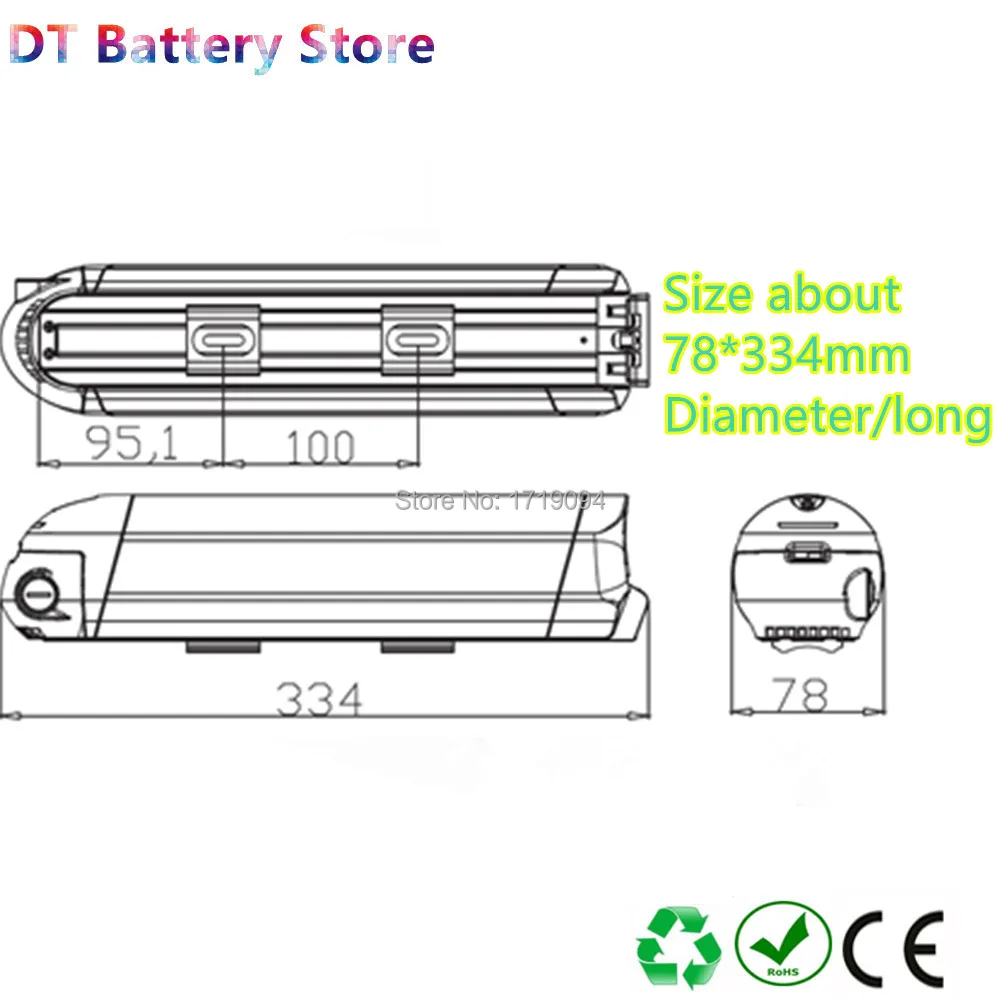 

Small and Light Water Bottle Dolphin Ebike Battery 36V 8.8Ah 10Ah City Bike Folding Bike Lithium Electric Bike Battery