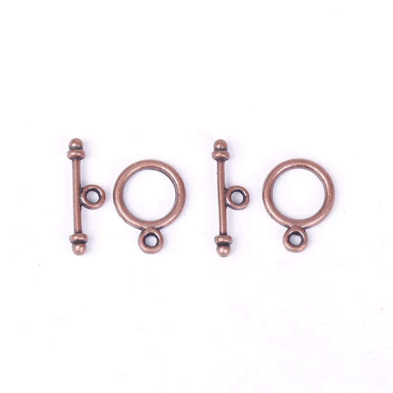Antique Copper 30 Sets Antique Tibetan Silver Clasps for Diy Bracelets Necklace Round Metal Toggle Clasps ForJewelry Making Findings - Цвет: Antique Copper