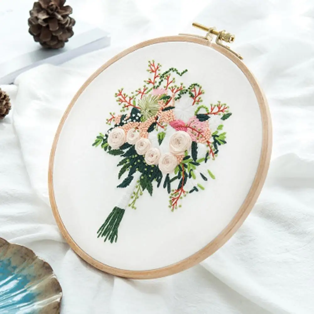 DIY Embroidery Flower Handwork Needlework for Cross Stitch Kit Ribbon Painting Hoop Home Decoration QE | Дом и сад