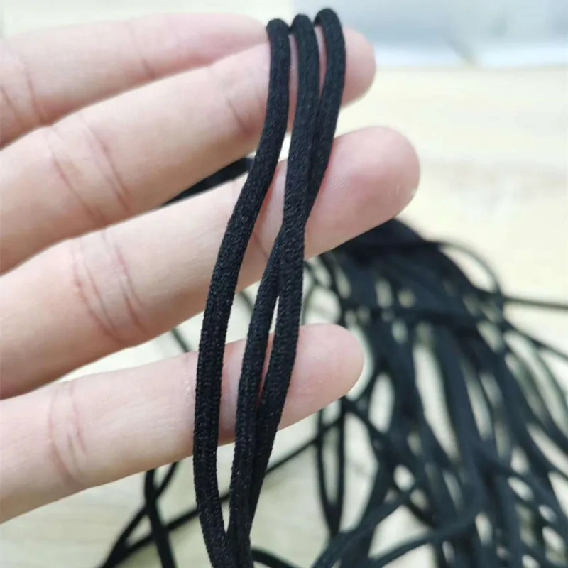 Резинка для рта круглая эластичная повязка 3 мм черно-белая веревка маски лица