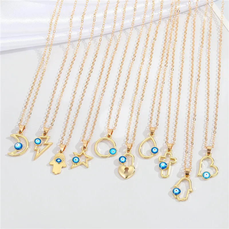 

Fashion Turkish Evil Eye Necklace For Women Vintage Punk Devil Eyes Pendant Necklace Trendy Clavicle Chain Choker Jewelry Gift