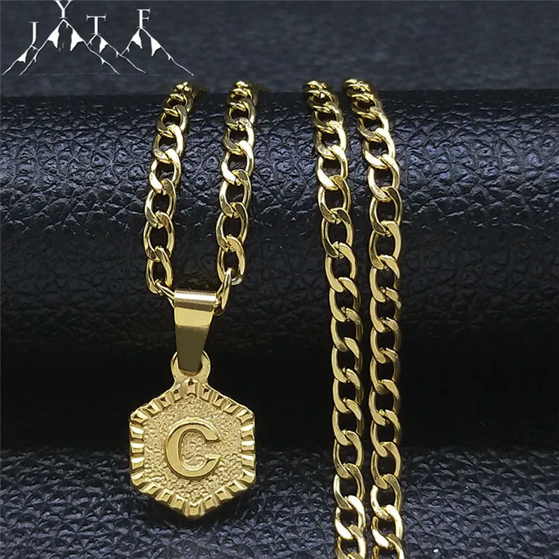 

2022 Stainless Steel Layer C Necklaces for Women Gold Color Initials Chain Necklaces Fashion Jewelry cadenas mujer XH138S03